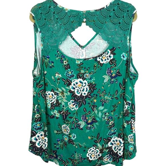 Daniel Rainn Women's Plus Size Green Floral Blouse Lace Detail Size 3X NWOT - Picture 2 of 6
